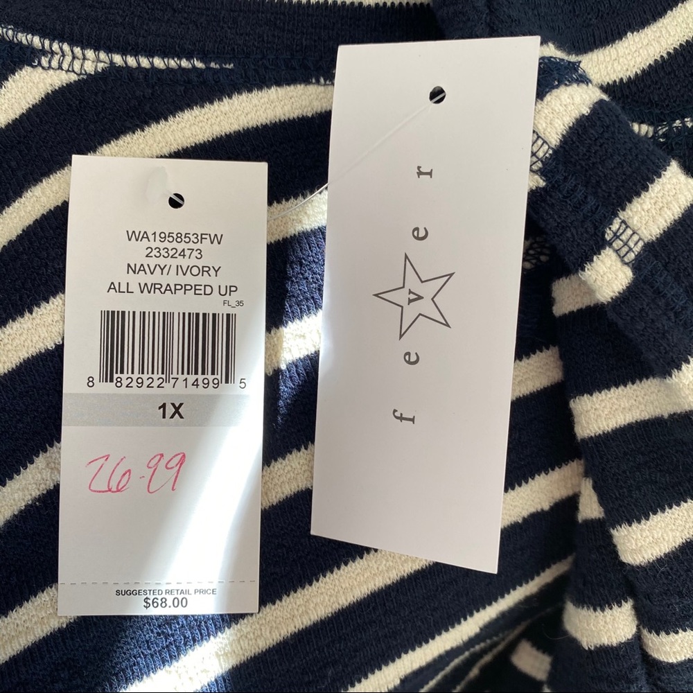 Fever NWT striped sweater top size 1X large - Picture 6 of 7